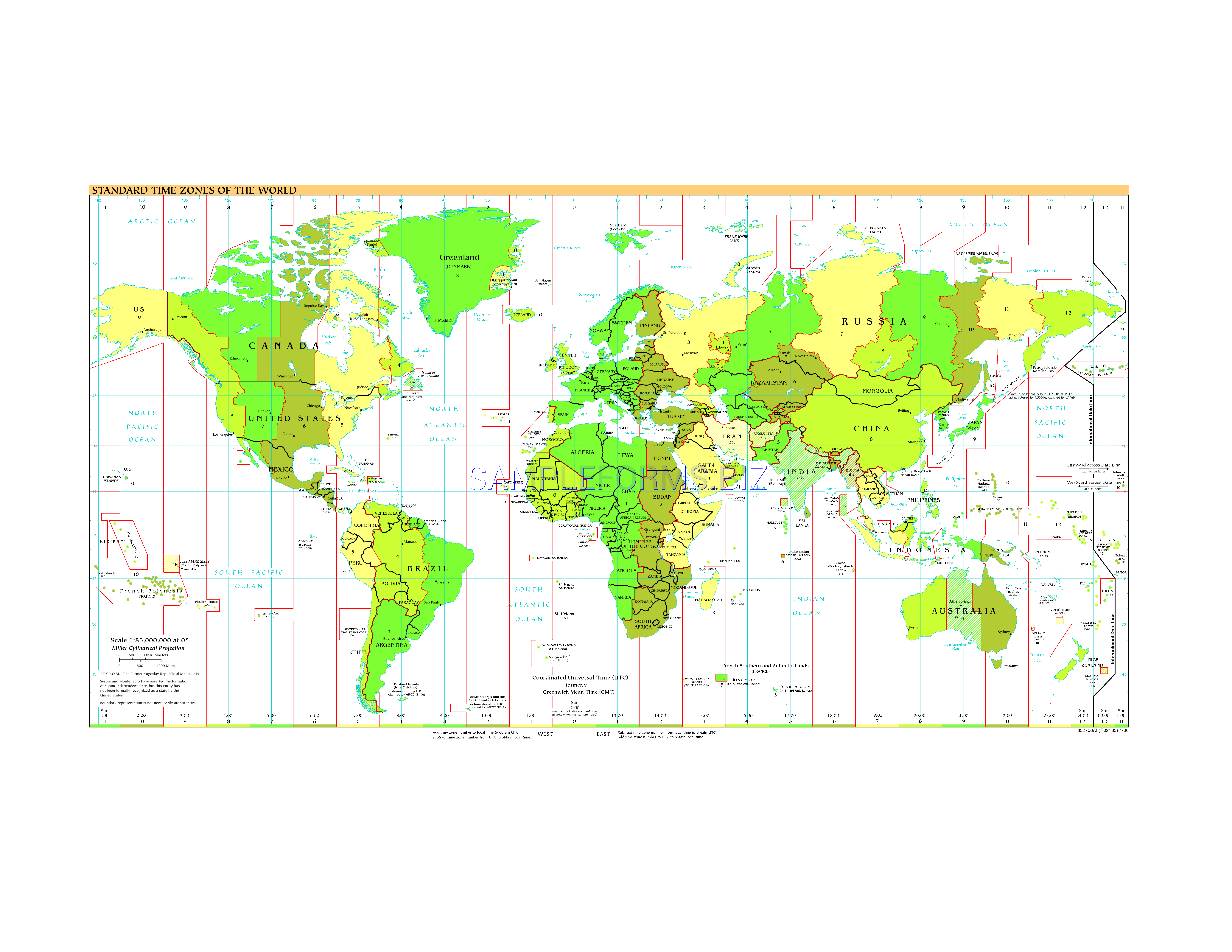 Preview free downloadable Standard Time Zones of The World in PDF (page 1)